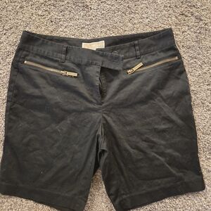 Michael Kors Chic Black Shorts with Gold Zippers